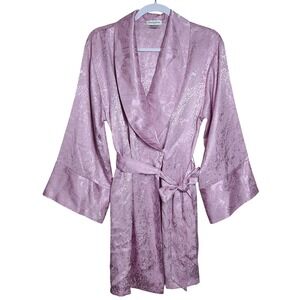 Vtg Jones New York Pink Paisley Kimono Satin Robe L XL Coquette Girl Lounge Lux